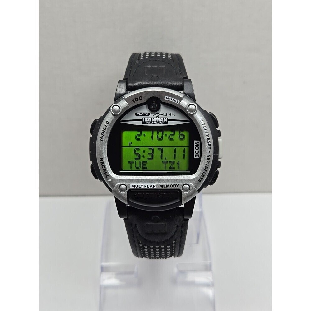 Vintage Timex Data Link Ironman Triathlon Watch Multi Lap New Battery -    Read